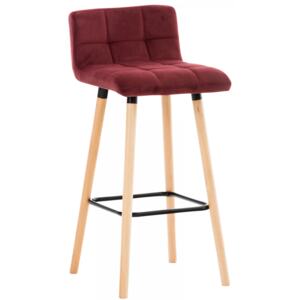 Barová stolička Lincoln ~ zamat, drevené nohy natura Farba Červená