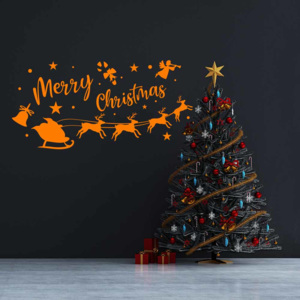 GLIX Merry Christmas Santa I. - nálepka na stenu Oranžová 50 x 25 cm