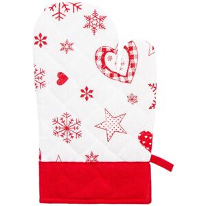 Forbyt Vianočná chňapka s magnetom Vločka a srdce červená, 18 x 28 cm