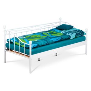 Romantická kovová posteľ jednozložková biela 200x90cm