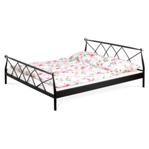 Kovová posteľ dvojlôžková, 180x200, kov matný čierny