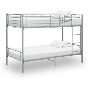 Poschodová posteľ sivá kovová 90x200 cm