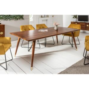 IIG - Masívny jedálenský stôl MYSTIC LIVING 200 cm akácia, hnedá, zlatá, retro dizaj