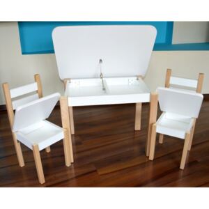 Stol a dve stoličky ST1 bielo-prírodná