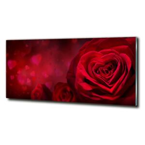 Foto obraz sklenený horizontálne Červená ruža srdce cz-obglass-125x50-75608886