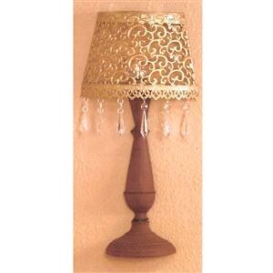 Nástenná dekoratívna kovová lampa zlatá/hnedá