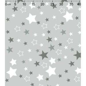 Metráž látka plienkovina jednoduchá - Hviezdy šedé na šedej | RTex