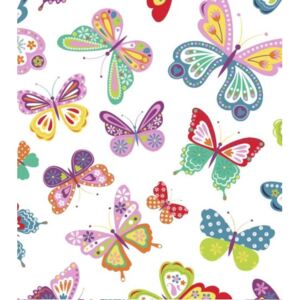 Metráž bavlnená látka motýle farební na bielej | RTex