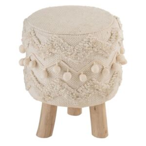 Taburetka béžová bavlnená drevená stolička 2ks set WHITE SOFT