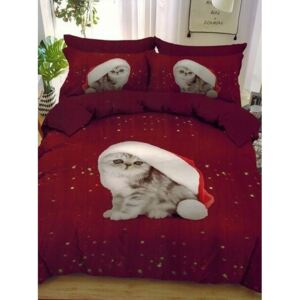 VIANOCE mačka červené bavlnené obliečky 140x200cm