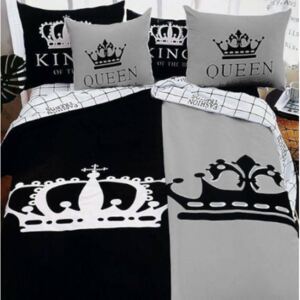 QUEEN & KING grey 140x200cm 6 SET 3D obliečky