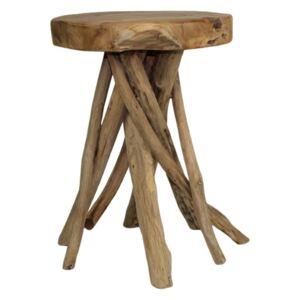 Stolička z teakového dreva HSM collection Branch, ⌀ 33 cm