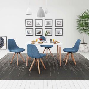 5-dielna jedálenská súprava stola a stoličiek, bielo-modrá