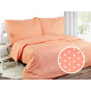 Goldea bavlnené posteľné obliečky - oranžové vzor 459 - hviezdičky 140 x 200 a 70 x 90 cm