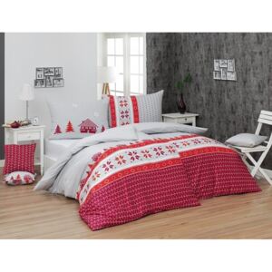 Bavlnené posteľné obliečky Ida červená Matějovský, Bavlna DELUXE, 2x70x90/1x210x200cm, Novinka