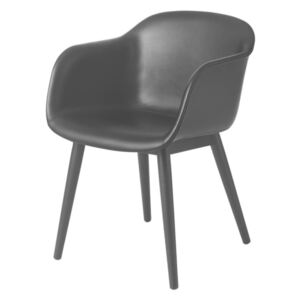 Muuto Stolička Fiber Arm Chair, koža/čierna