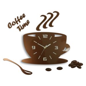 Moderné nástenné hodiny COFFE TIME 3D COPPER HMCNH045-copper (nalepovacie hodiny na stenu)