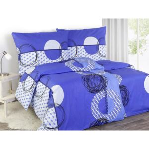 Goldea bavlnená posteľná obliečky - vzor 648 modré kruhy 140 x 200 a 70 x 90 cm
