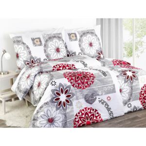 Goldea bavlnené posteľné obliečky - vzor 643 červene a šede ornamenty 140 x 200 a 70 x 90 cm