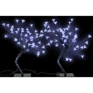 2 stromy s čerešňovými kvetmi modré LED svetlo