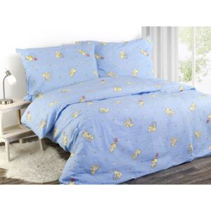 Goldea detské krepové posteľné obliečky - vzor 319 medvedíci na modrom 140 x 200 a 70 x 90 cm