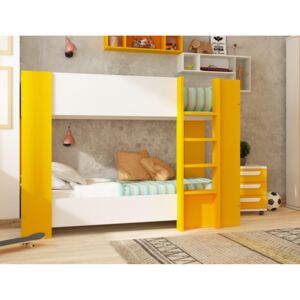 Poschodová posteľ pre dve deti Bo11 - biela, žltá