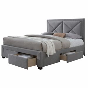 KONDELA Xadra 160 čalúnená manželská posteľ s roštom sivá melírovaná / wenge