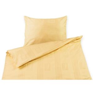 Goldea damaškové posteľné obliečky obliečky lístky a obdĺžniky - žlté 140 x 200 a 70 x 90 cm