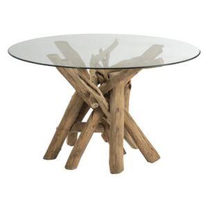 Stôl drevený sklenený z konárov WHITE SOFT