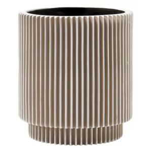 Obal na kvetináč Cylinder Groove, Ivory, 16 cm