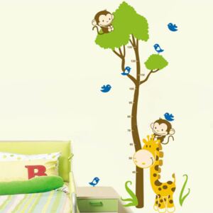Veselá Stena Samolepka meter Žirafa s opičkami