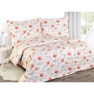 Goldea bavlnená posteľná obliečky - vzor 696 veľké oranžové ruže 140 x 220 a 70 x 90 cm