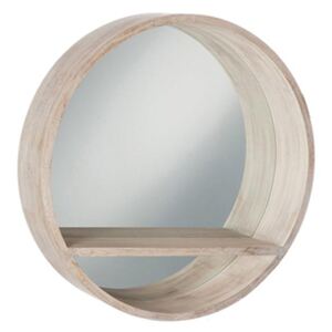 Zrkadlo biele drevené s poličkou závesné MYSTICAL MINT