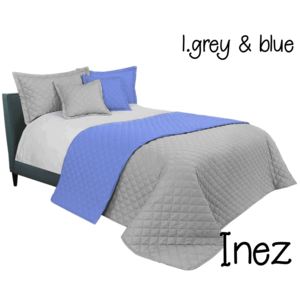 Obojstranný prehoz na posteľ svetlo šedá / modrá