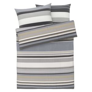 MERADISO® Saténová posteľná bielizeň, 200 x 220 cm (pruhy / šedá / béžová), viacfarebná / šedá / béžová (100322869)