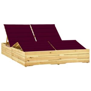Dvojité ležadlo a vínovočervené podložky impregnované borovicové drevo