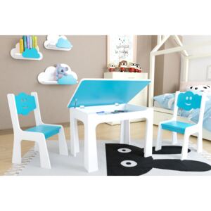 BHome Detský stôl s úložným priestorom a stoličkami Obláčik - modrý