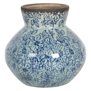 Keramická váza s modrými kvietkami Bleues - Ø 14 * 13 cm