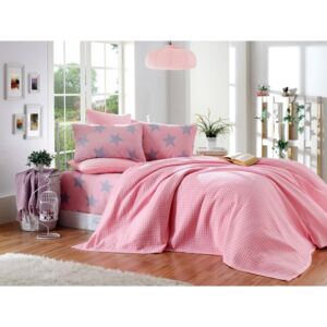 Ružový posteľný set z bavlny na jednolôžko Amaraldo, 160 × 240 cm