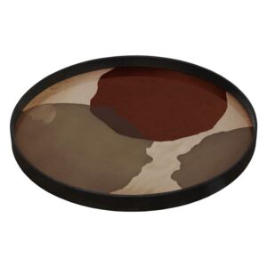 Ethnicraft Podnos Glass Tray Round L, overlapping dots