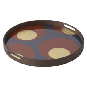 Ethnicraft Podnos Glass Tray Round S, turkish dots