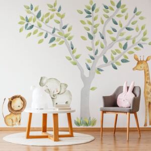Nálepky na stenu Safari - strom a zvieratká DK300