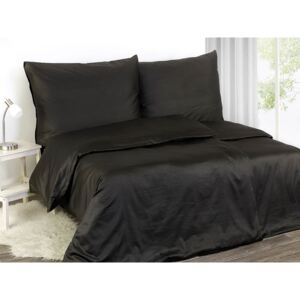 Goldea luxusné saténové posteľné obliečky - vzor 005 antracitovo čierne 140 x 200 a 70 x 90 cm