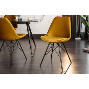 Dizajnová jedálenská stolička Sweden Retro horčicový zamat