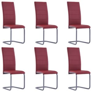 Jedálenské stoličky 6 ks červené umelá koža
