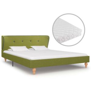 Posteľ s matracom, zelená, látka 140x200 cm