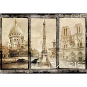 Fototapeta, Tapeta Vintage Paris Tryptich, (368 x 254 cm)
