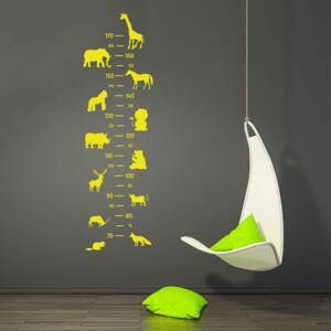 GLIX Obojstranný detský meter - Zvieratá 2 - samolepka na stenu Žltá 35x120 cm