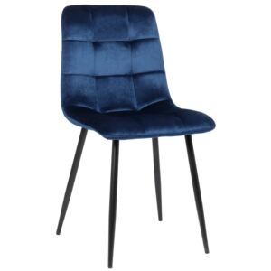 Jedálenská stolička Tilde ~ zamat, kovové nohy čierne Farba Modrá