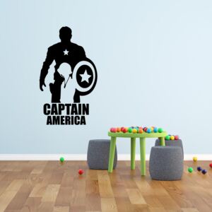 Nálepka na stenu GLIX - Avengers Captain America Čierna 30x15 cm